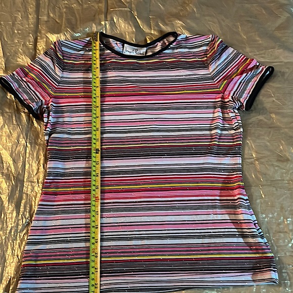 Joseph Ribkoff Tops - J. RIBKOFF SHORT SLEEVES STRIPED BLOUSE VERY SHINY & STRETCHABLE!